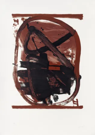 Lithograph Tàpies - Ovale rouge et noir