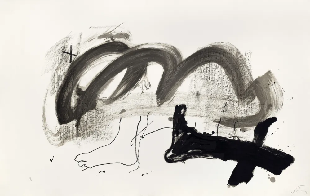 Lithograph Tàpies - Pied blanc et noir 