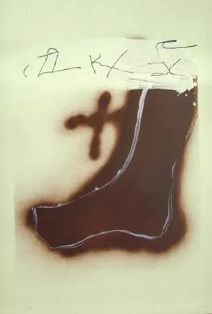 Lithograph Tàpies - Pied Marron