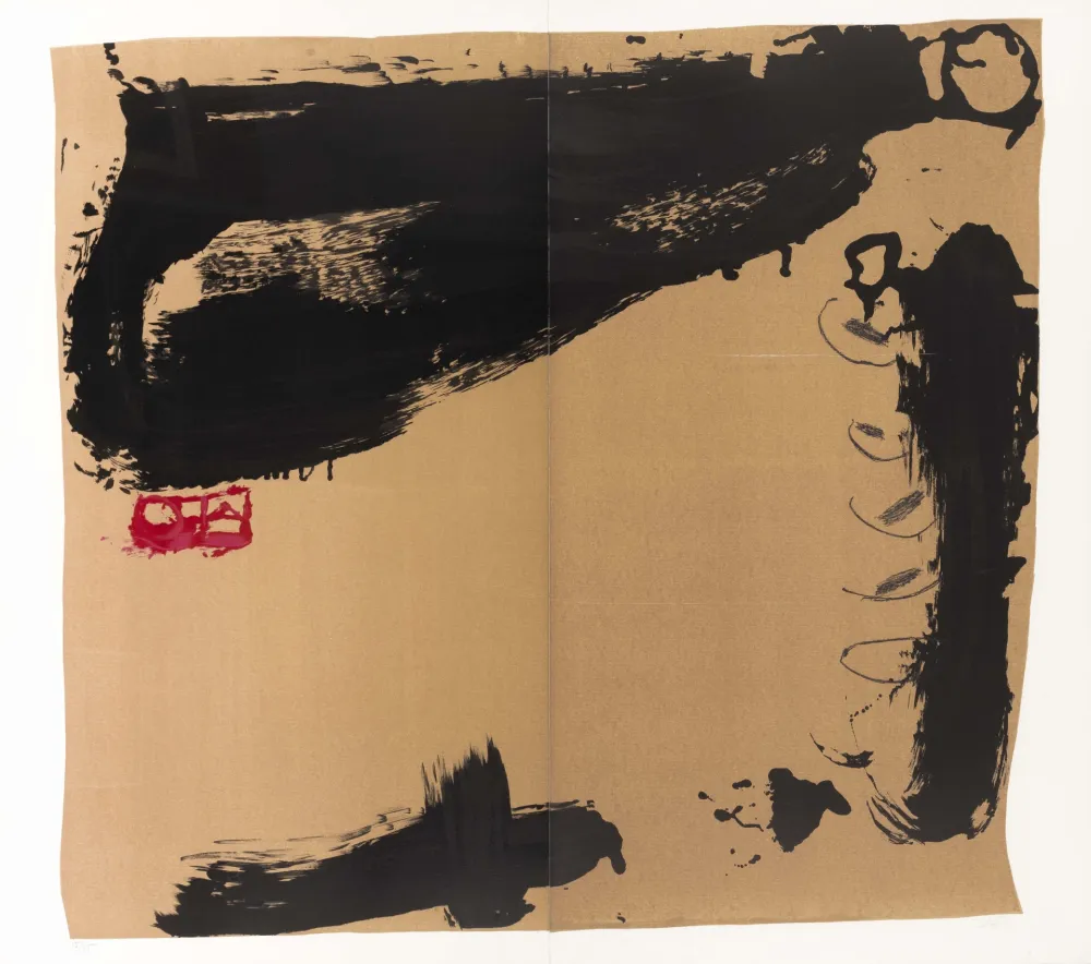 Lithograph Tàpies - Rouge à gauche