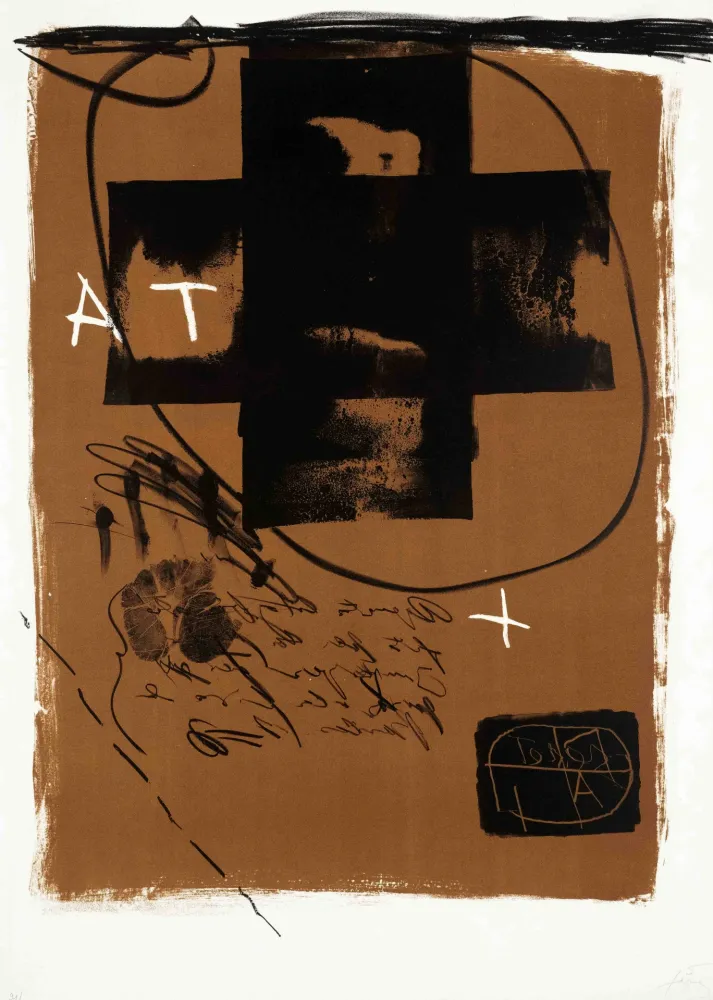 Lithograph Tàpies - Untitled