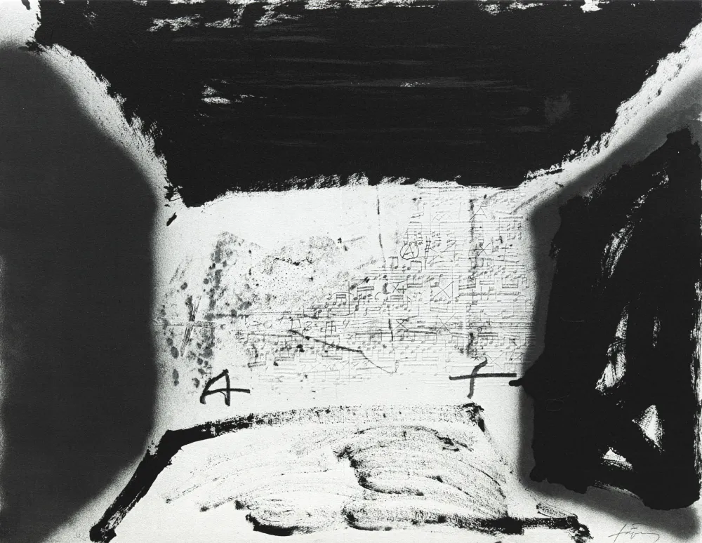 Lithograph Tàpies - Variation/thème musical 16 
