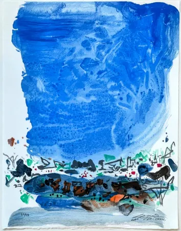 Lithograph Teh-Chun - Saison bleue (Planche III) 