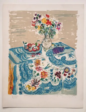 Lithograph Terechkovich - La nappe bleue