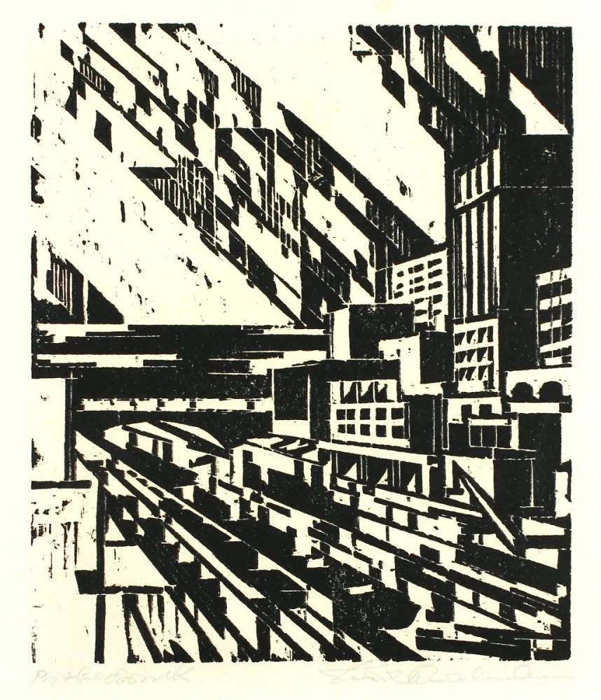 Woodcut Thalmann - By the Canal