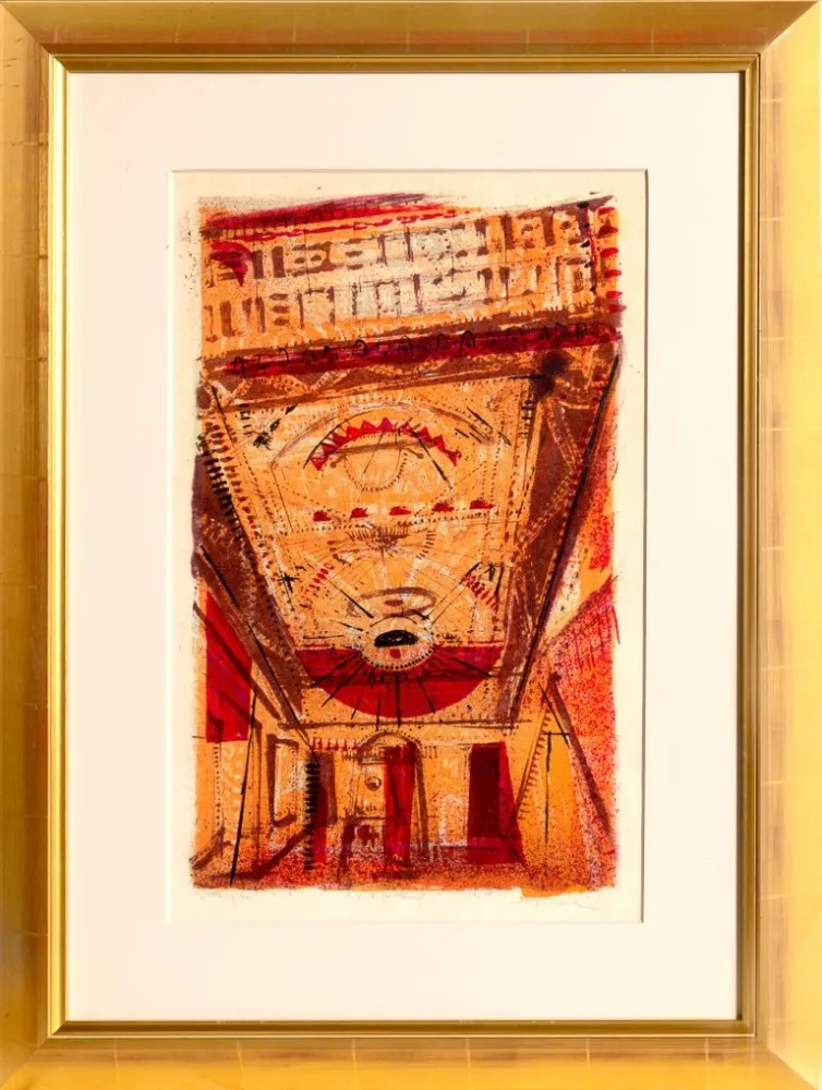 Lithograph Thiebaud - Theater Marquee