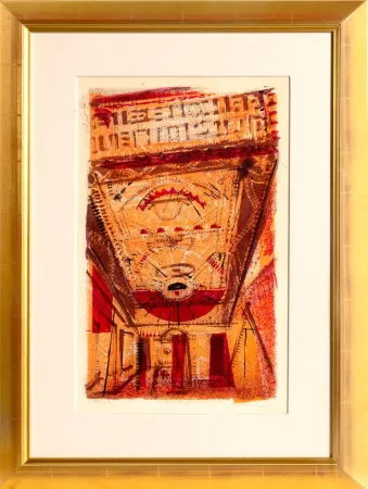 Lithograph Thiebaud - Theater Marquee