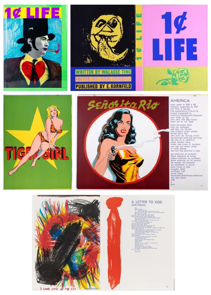 Illustrated Book Ting - 1¢ LIFE (One Cent Life) by Walasse Ting. Warhol, Lichtenstein, Francis, Mitchell, Indiana, Ramos, Jorn… (1964)