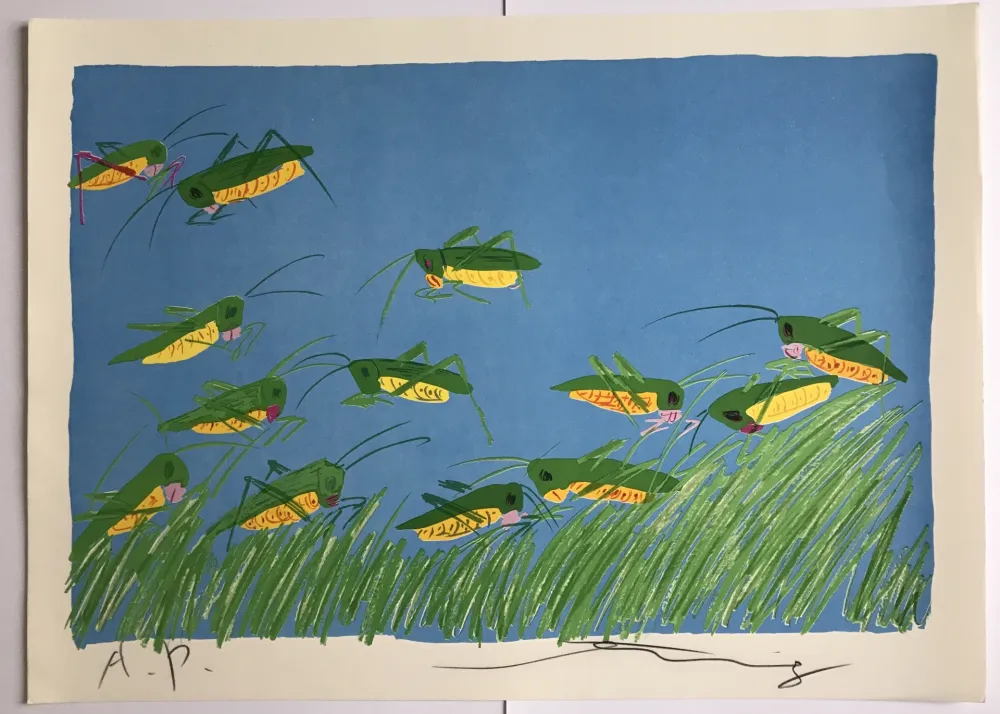 Lithograph Ting - Busy Bodies (Lucky Grasshoppers)