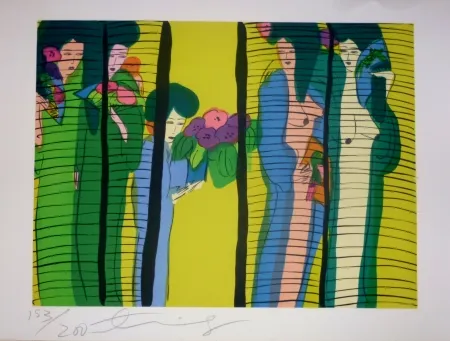 Lithograph Ting - Geishas et fleurs