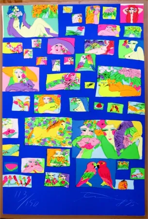 Screenprint Ting - Things I like (Fond Bleu) 