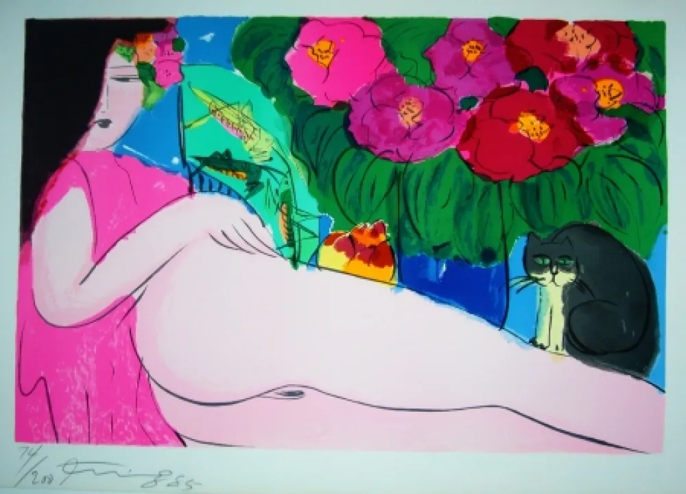 Lithograph Ting - Woman 13