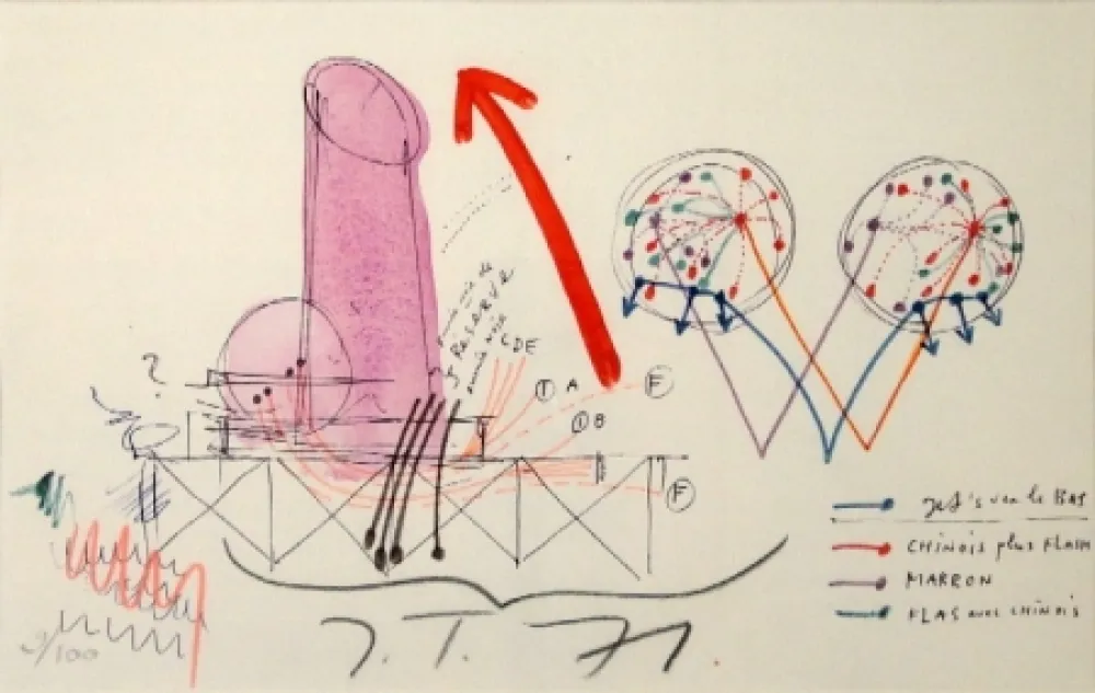 Lithograph Tinguely - La Vittoria.