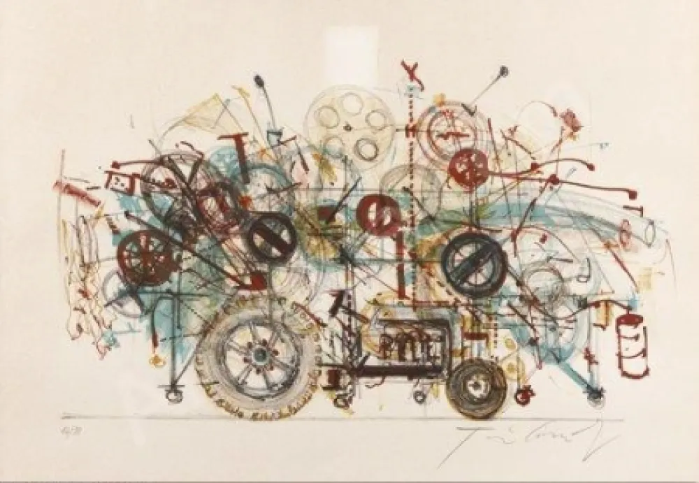 Lithograph Tinguely - Meta-machine 