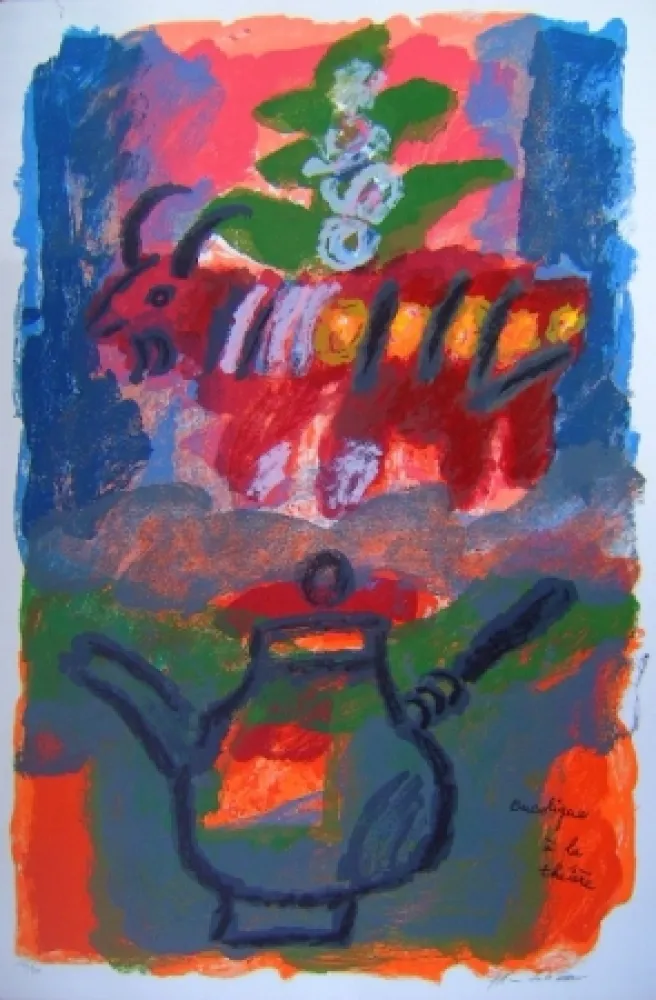 Lithograph Tobiasse - Bucolique á la theiere