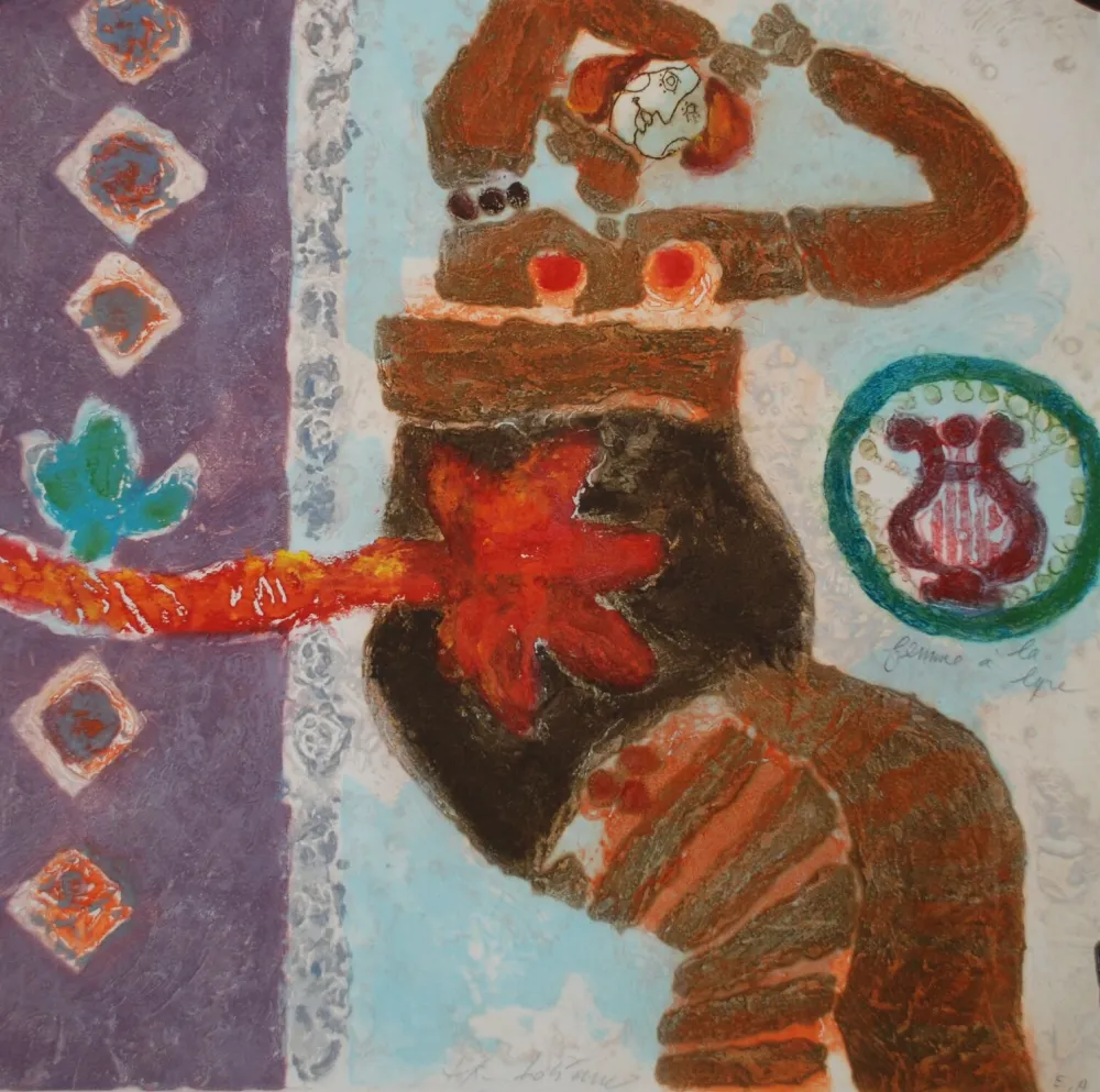 Etching Tobiasse - Femme à la Lyre