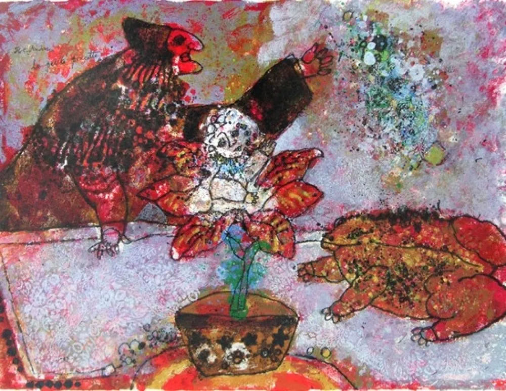 Lithograph Tobiasse - La petite poussette, circa 1980