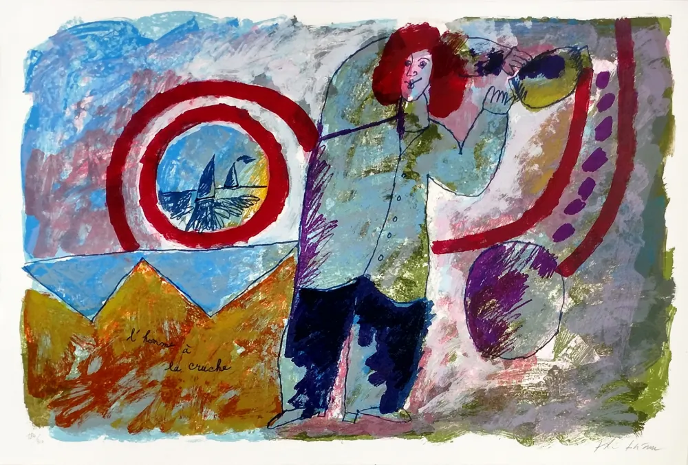 Lithograph Tobiasse - L'HOMME A LA CRUCHE