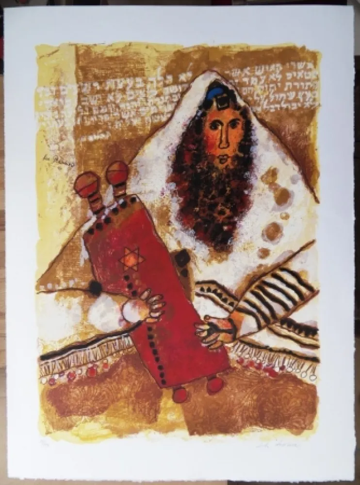 Lithograph Tobiasse - Rabbin - Les Psaumes