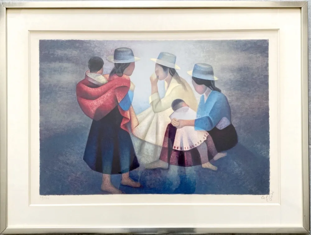 Lithograph Toffoli - Bavardages