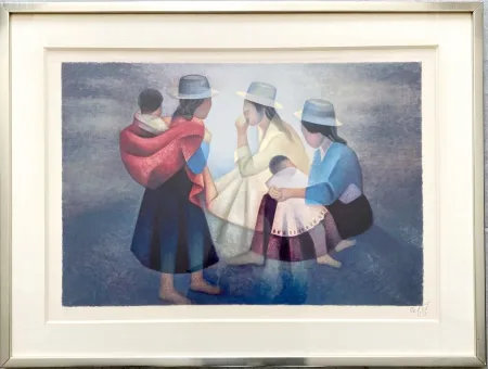 Lithograph Toffoli - Bavardages