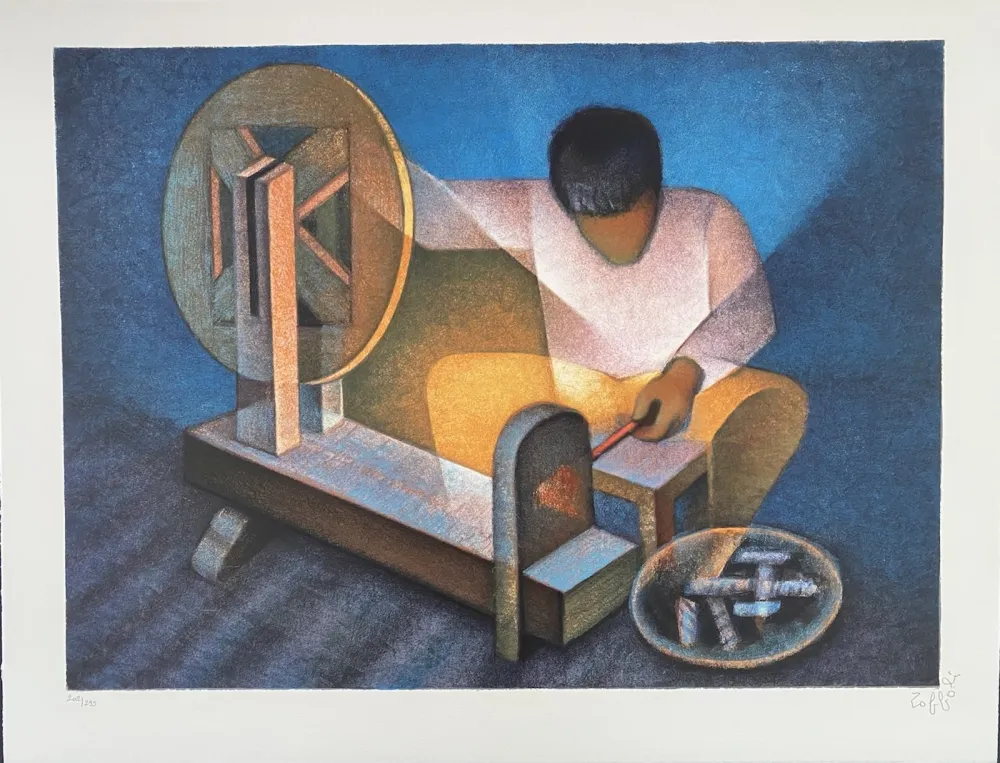 Lithograph Toffoli - Le fileur