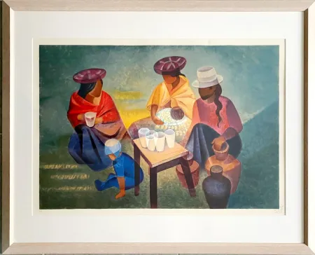 Lithograph Toffoli - Le marché péruvien