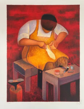 Lithograph Toffoli - Le savetier