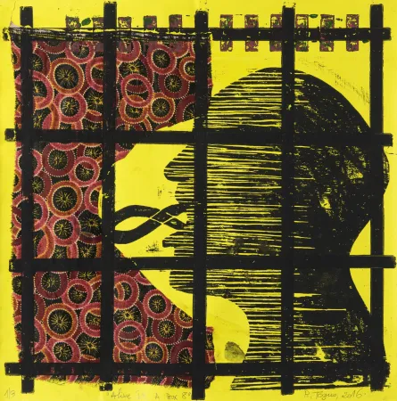 Woodcut Toguo - Alive in a box 8