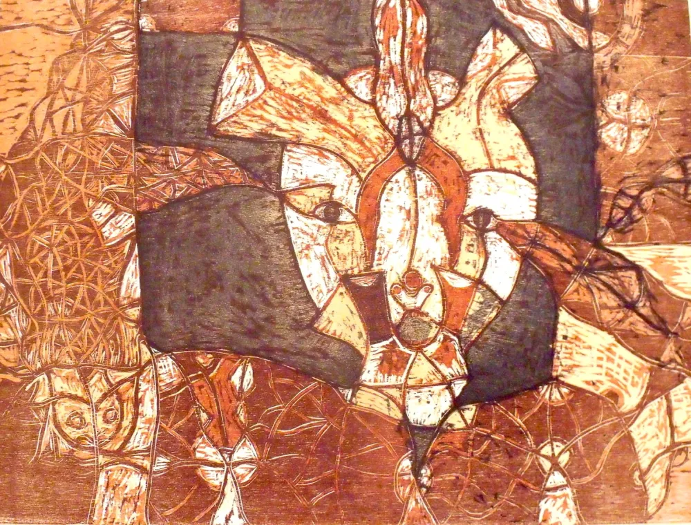 Woodcut Toledo - Autoretrato