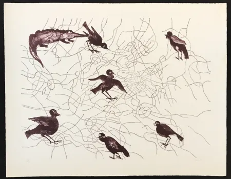 Etching Toledo - Birds and Crocodile