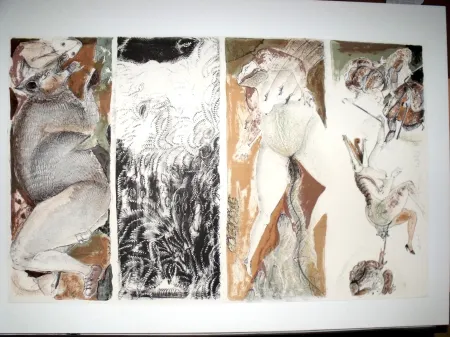 Lithograph Toledo - Carta para felicitar a un cochino