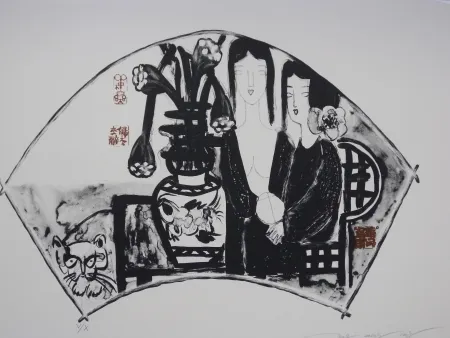 Lithograph Tongzhengang - Sisters