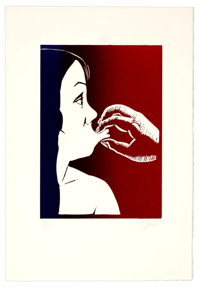 Linocut Topor - Bouche que veux-tu ?