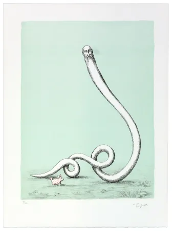 Lithograph Topor - Ce n’est pas à un vieux lièvre qu’on apprend à faire le civet