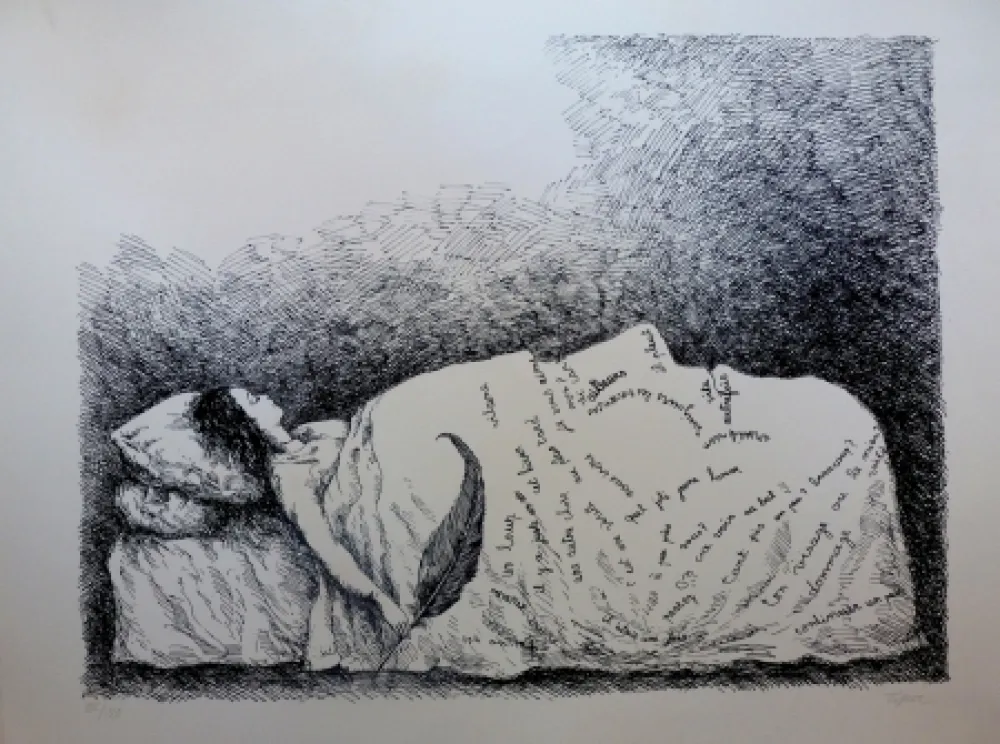 Lithograph Topor - Endormie