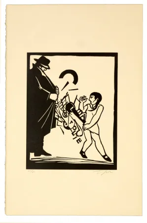 Linocut Topor - Exhibitionniste cubiste