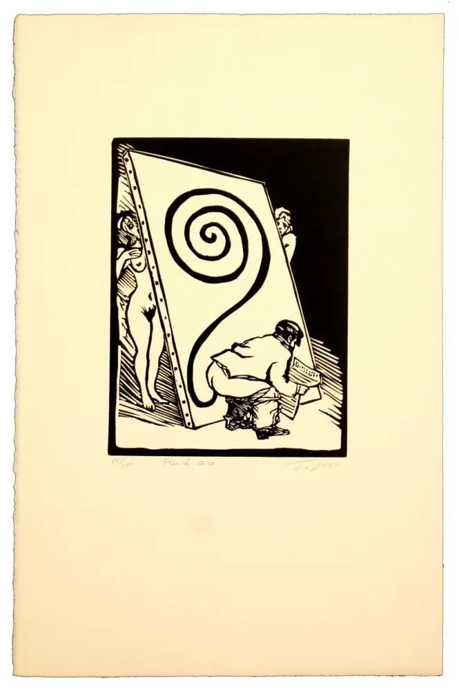 Linocut Topor - French caca