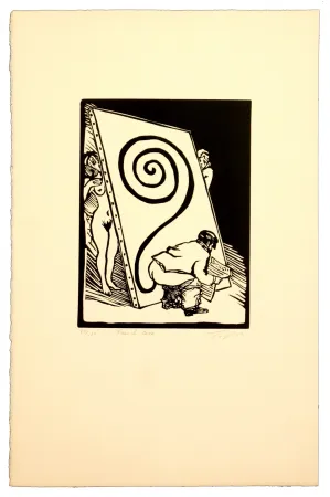 Linocut Topor - French caca