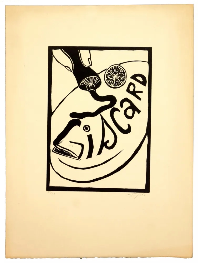 Linocut Topor - Giscard