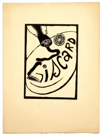 Linocut Topor - Giscard