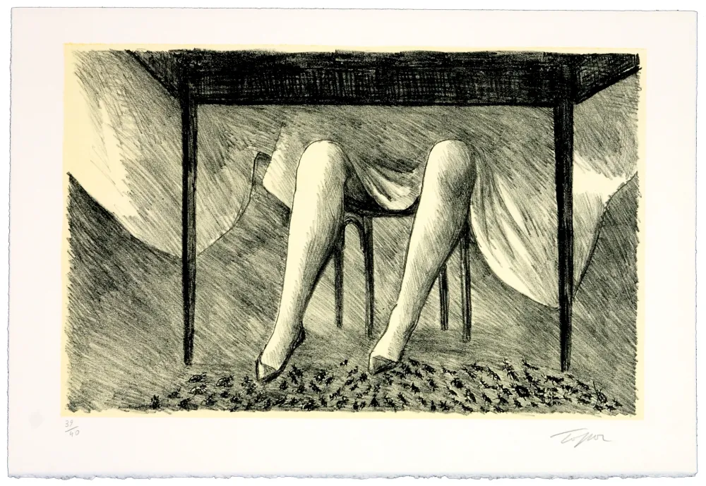 Lithograph Topor - La couturière