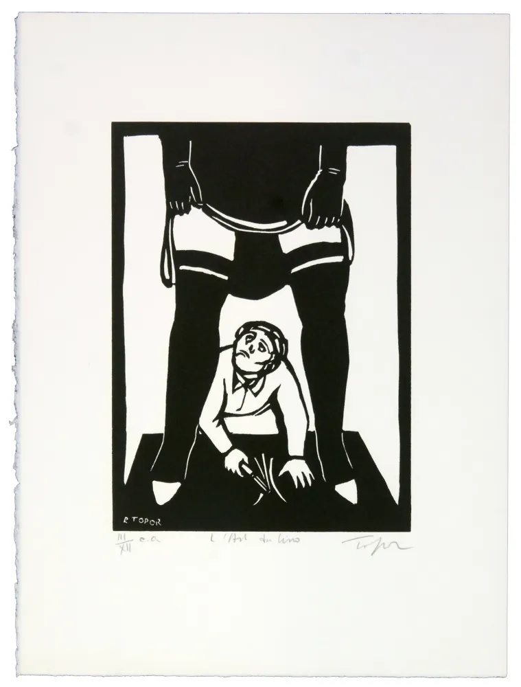 Lithograph Topor - La dure école