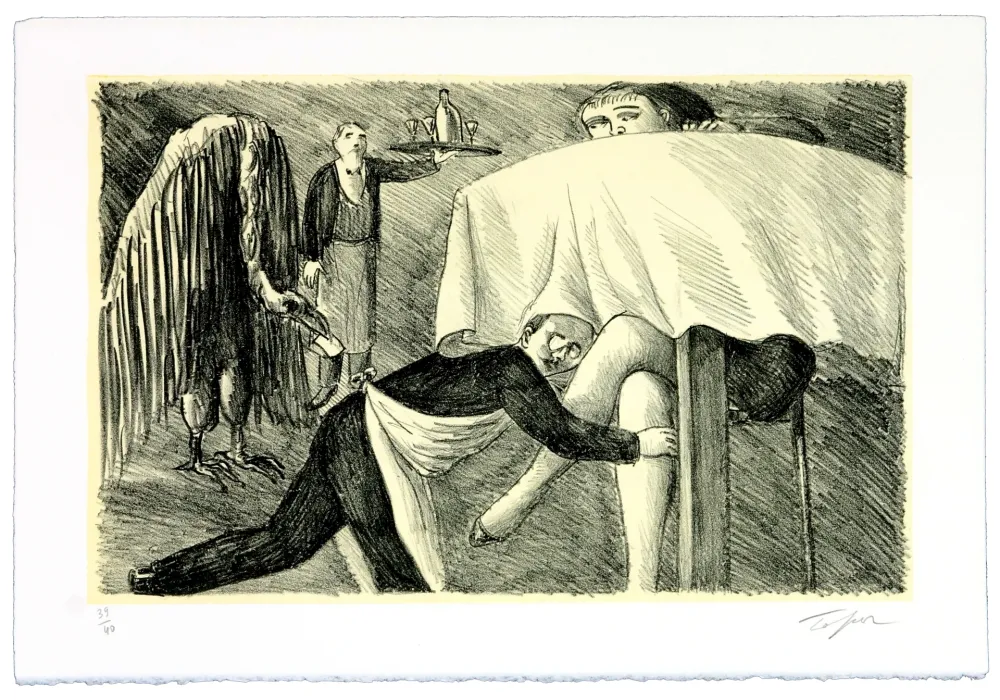 Lithograph Topor - La tournée du patron