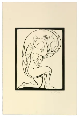 Linocut Topor - Le pouvoir me gonfle
