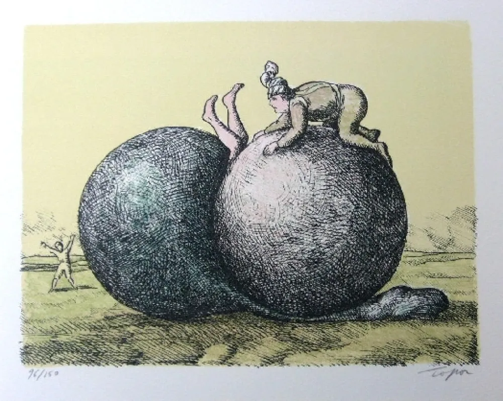 Lithograph Topor - Les boules