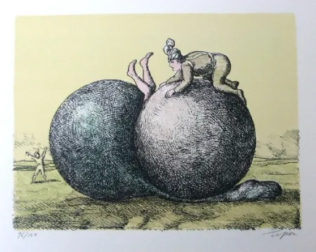 Lithograph Topor - Les boules