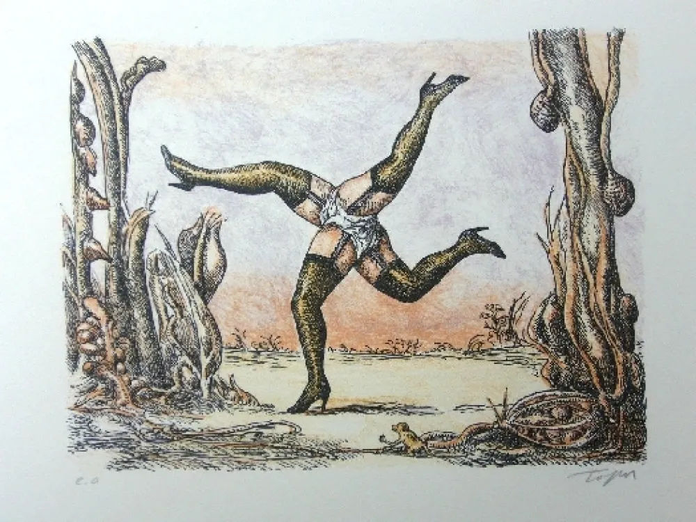 Lithograph Topor - Les quatre jambes