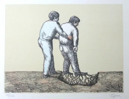 Lithograph Topor - L'Homme Déraciné