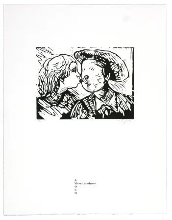 Linocut Topor - Merci madame
